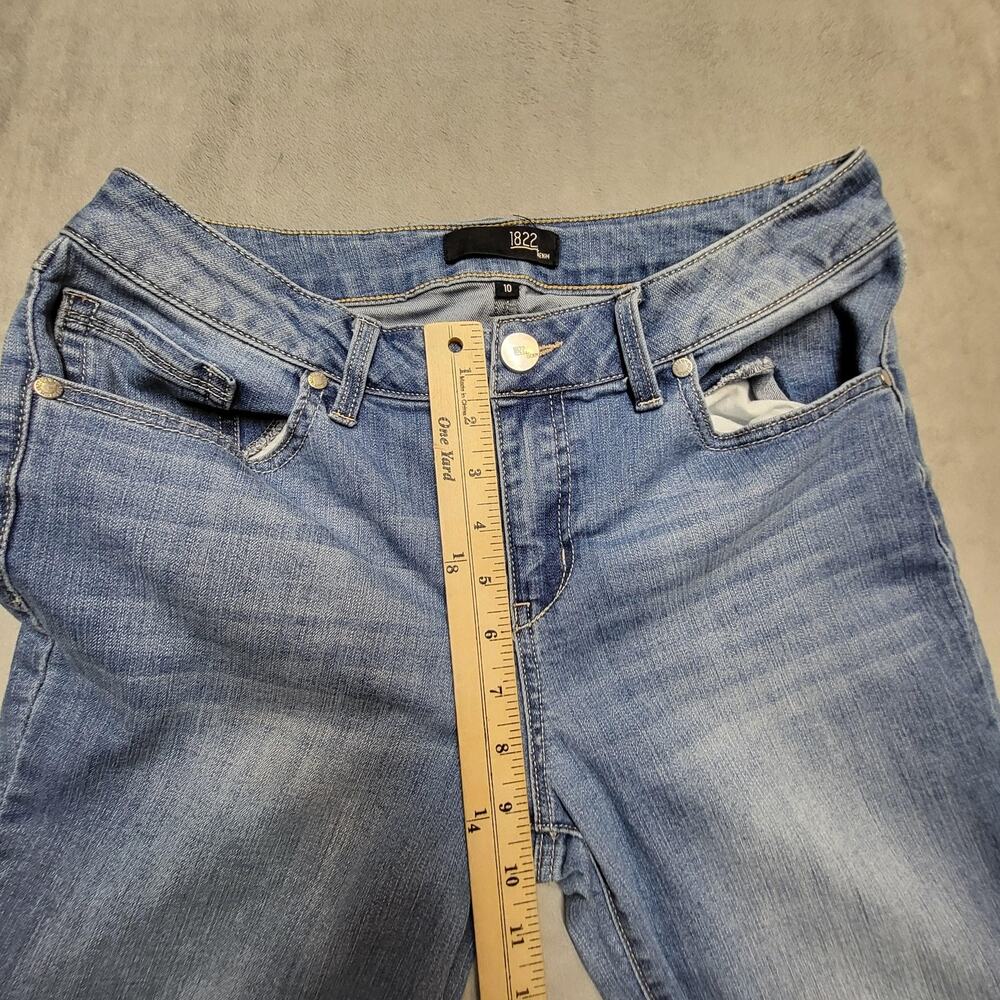 1822 Denim Jeans‎ Womens 10 Blue Light Wash Straight Fringe Distressed Stretch - Picture 7 of 10